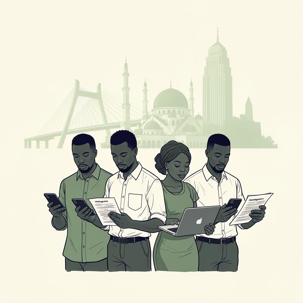 Nigerian citizens researching public records together